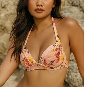 Jets by Jessika Allen Floral 50s Gathered Halter Bikini Top